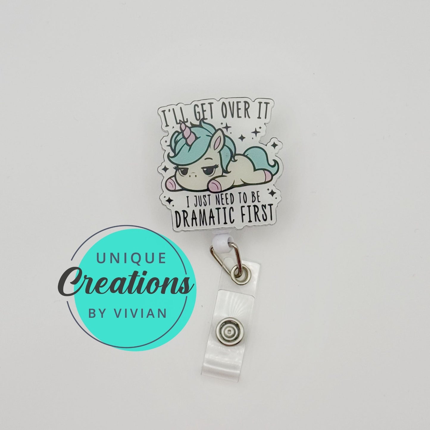 Dramatic Unicorn Rectractable ID Badge Reel