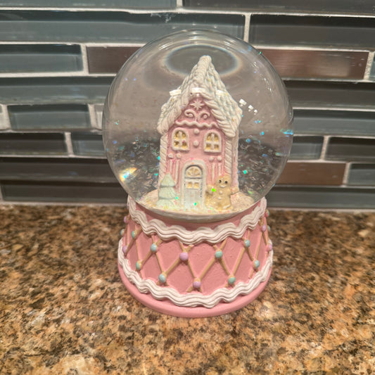 Pink Gingerbread Snow globe