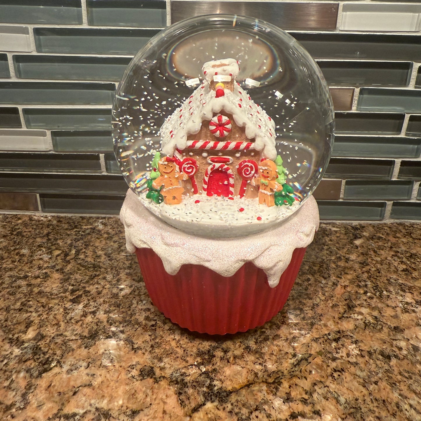 Gingerbread Red Snow Globe Musical