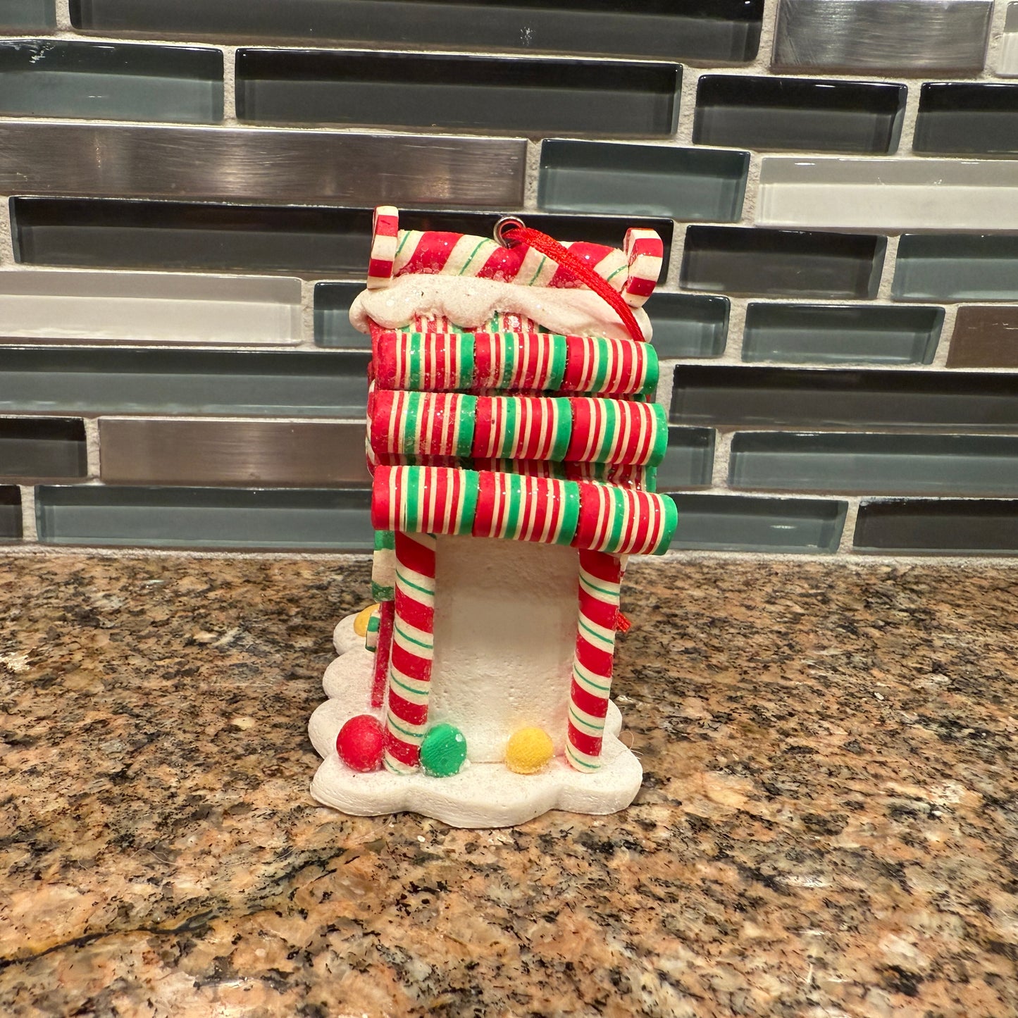 White Candy cane Gingerbread House