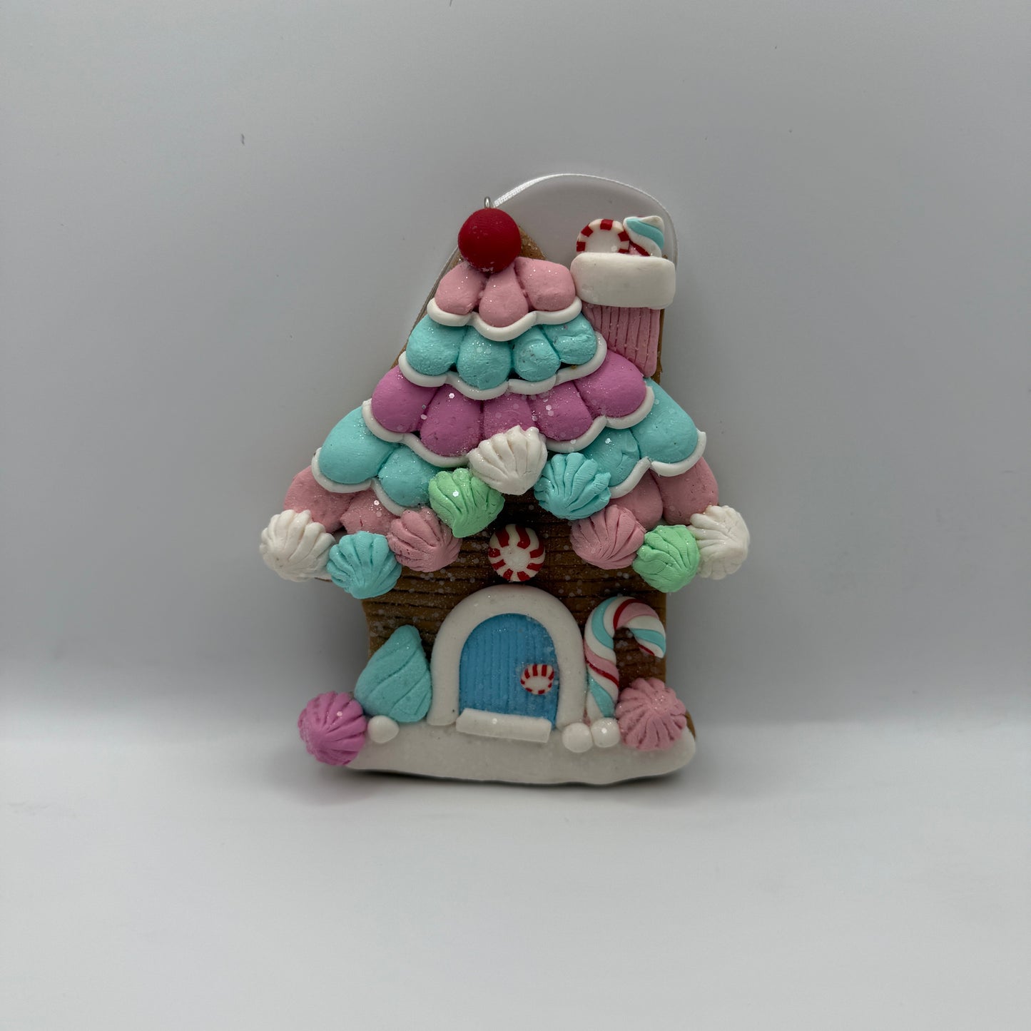 Flat Gingerbread House (Blue Door)Ornament