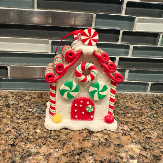 White Candy cane Gingerbread House