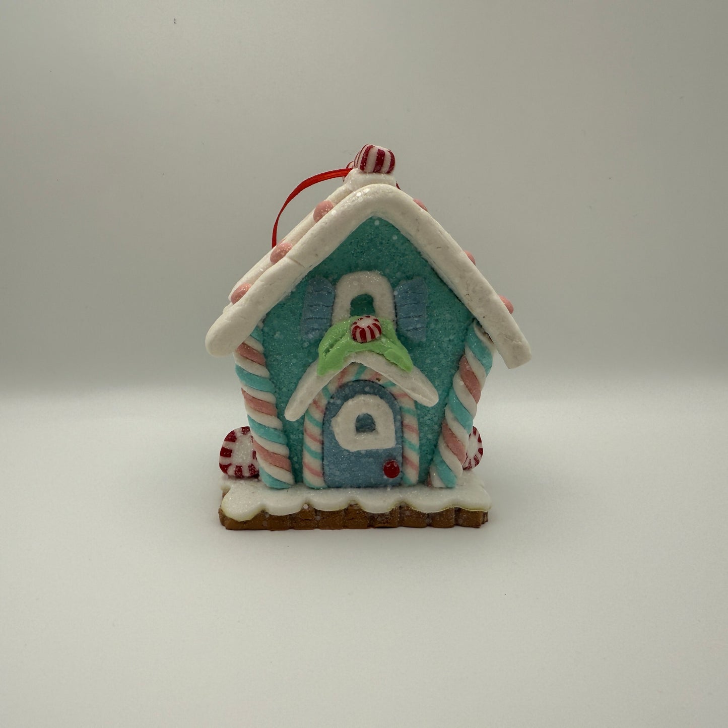 Glitter Gingerbread House Ornament (peppermint candies)